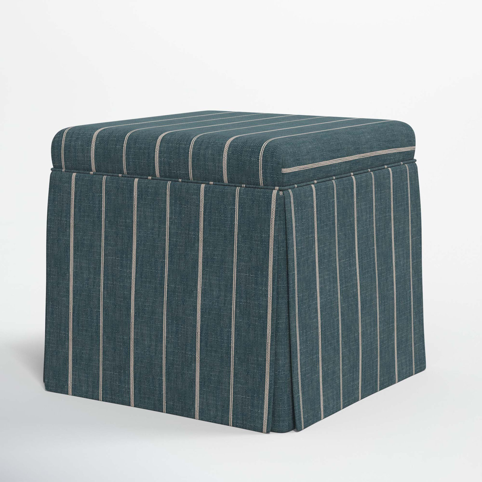 Jebb 20" Cotton Ottoman, Fritz Indigo Stripe