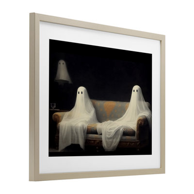 «Spooky Couch Ghost», reproduction sous verre encadrée, design par LSR Design Studio