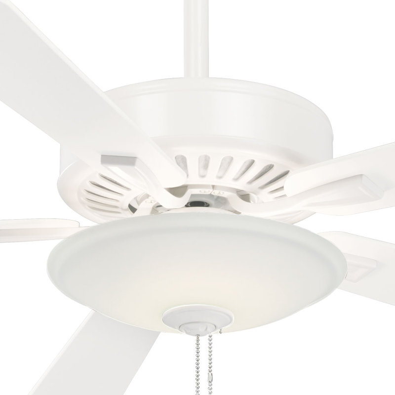 52'' Contractor 5 - Blade LED Standard Ceiling Fan with Pull Chain and Light Kit Included, White with White Blades