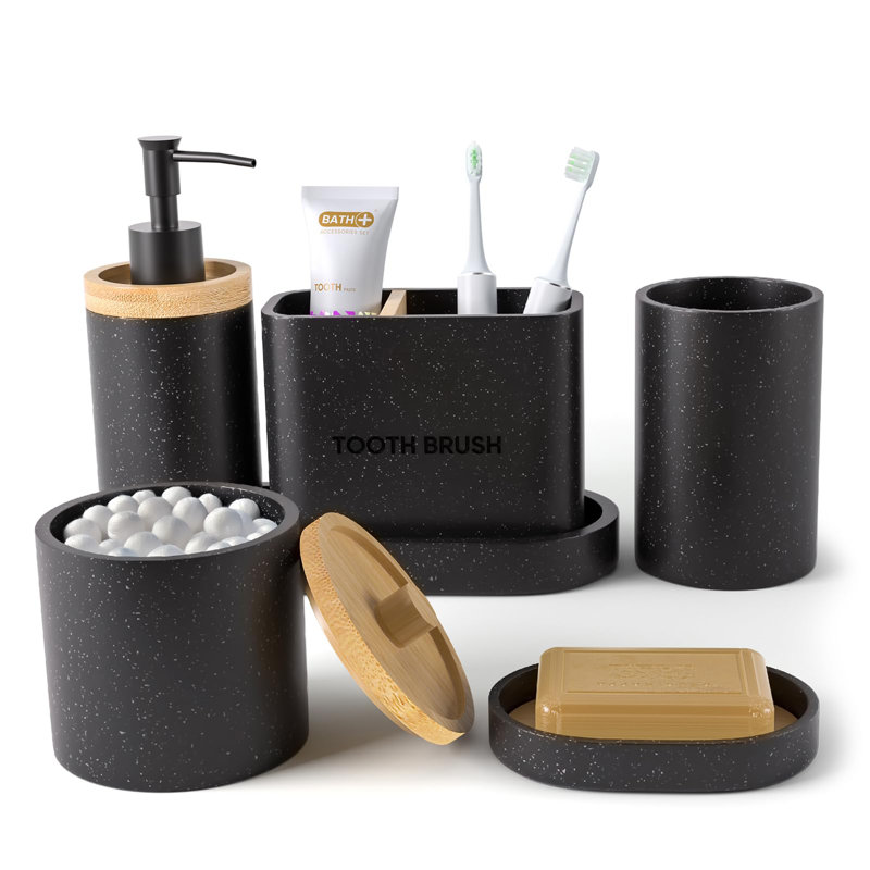 Ensemble d'accessoires de salle de bain, ensemble d'accessoires de salle de bain 20 pièces, ensemble de porte-brosses à dents de grande taille, ensemble de rideau de douche, distributeur de savon, plateau de coiffeuse, porte-savon