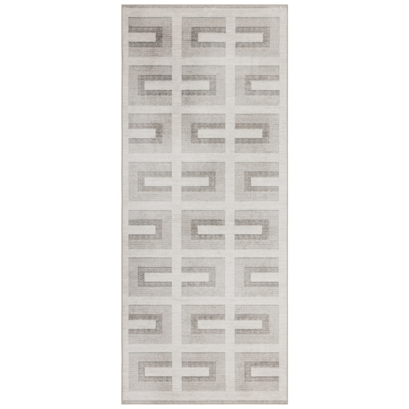 Remi Modern Beige Machine Washable Area Rugs, Runner 2'6" x 6'