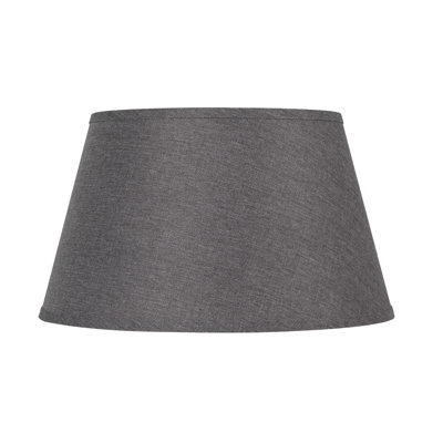 Round Hardback Linen Gray Fabric Shade