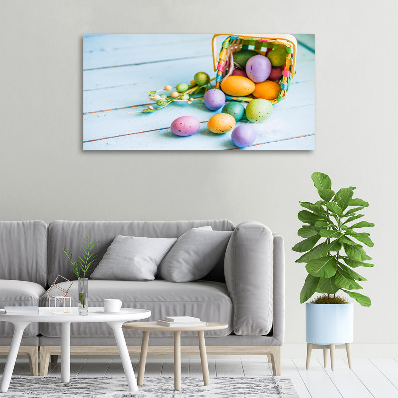Easter eggs 1 Piece Wall Art, 50cm H x 100cm W x 2cm D, Canvas