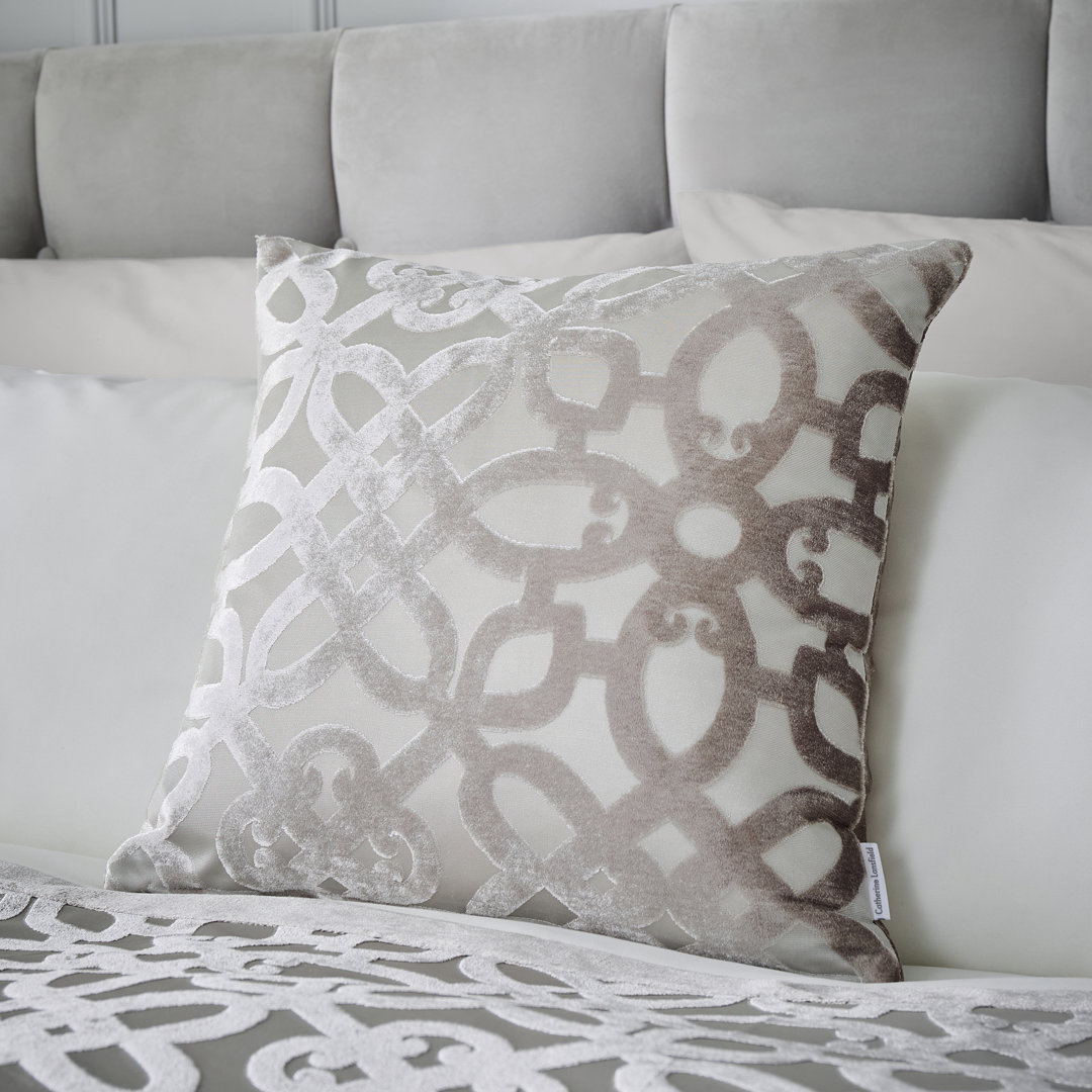 Catherine Lansfield Lattice Cut Velvet Cushion Cover, Natural, 43 X 43 Cm - Image 3