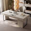Bureau blanc et blanc en acier manufacturé + acier avec 3 tiroirs-910538769