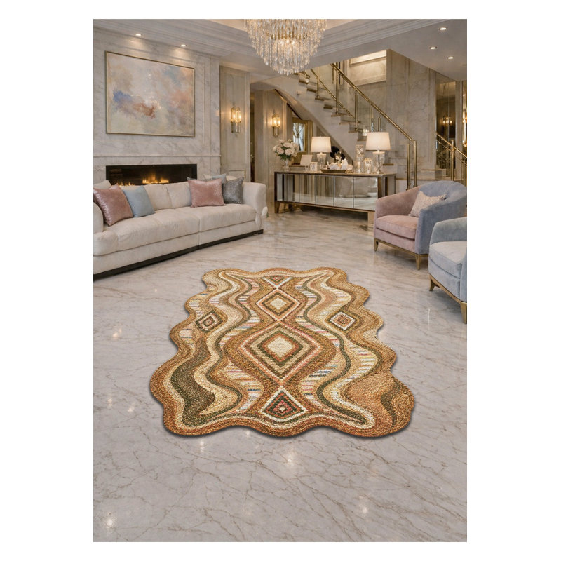 Tapis tissé à motif nautique vert Mosso, 3'11" x 5'11"