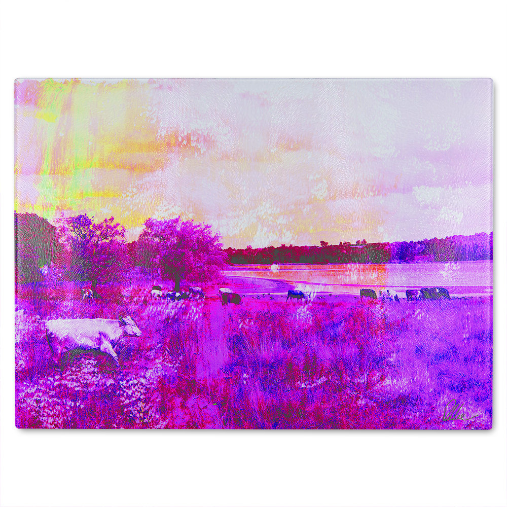 Vintage Pinky Cow Glass Chopping Board