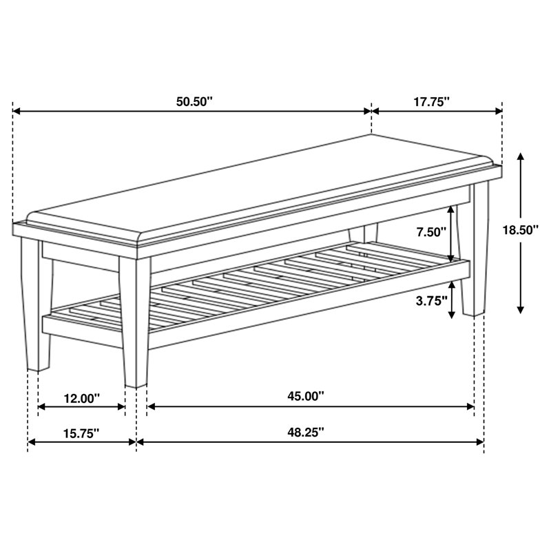 Ivory White Hardwood Transitional Bedroom Bench with Storage Shelf