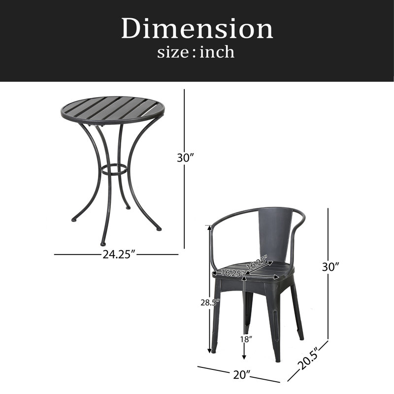 Ensemble de 3 pièces en métal Kd, Noir