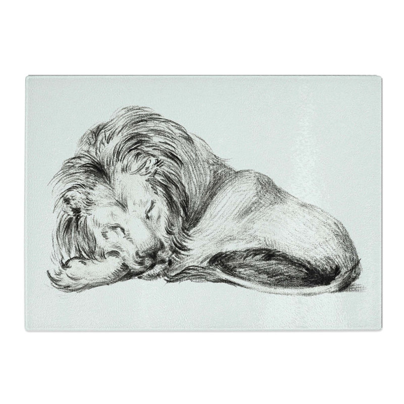 Tempered Glass Sleeping Lion by Jean Bernard Chopping Board, 39 cm W x 28.5 cm L