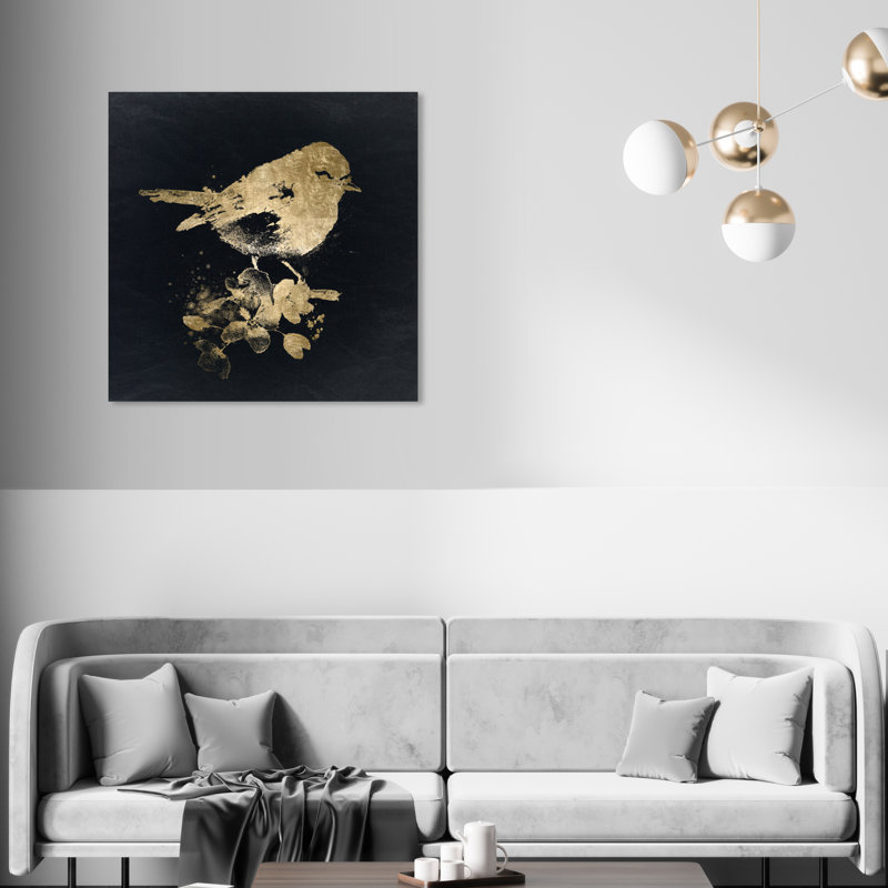" Gold Bird " Painting Print, 30'' H x 30'' W x 1.5'' D