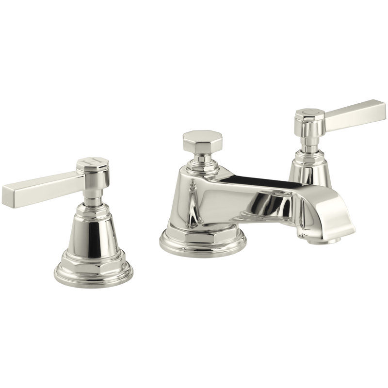 Pinstripe® Pure Widespread Bathroom Sink Faucet with Cross Handles, Vibrant Polished Nickel, Lever Handle