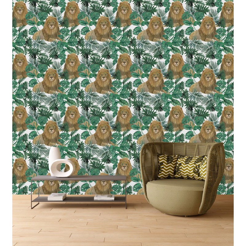 Panneau de papier peint Kasiee Lions, L 2,08 pi x L 10,42 pi