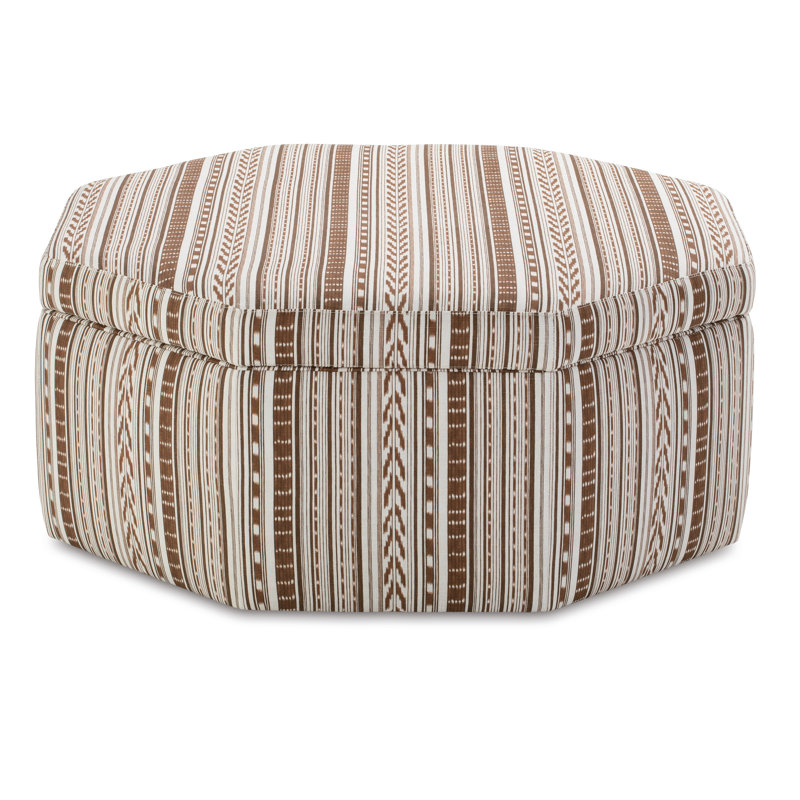 Custom Ottoman, Tan Linen Blend