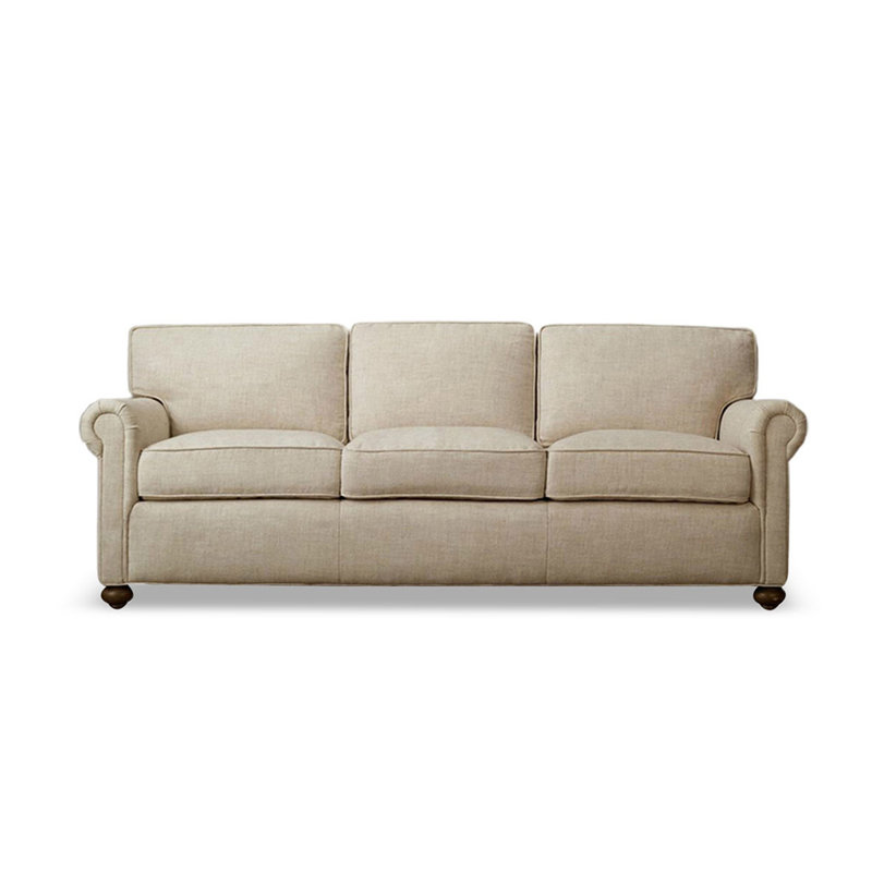 Canapé-coussin standard en coton et lin crème et blanc