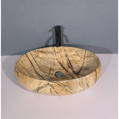 QieRao 16'' Marble Ceramic Oval Bathroom Sink