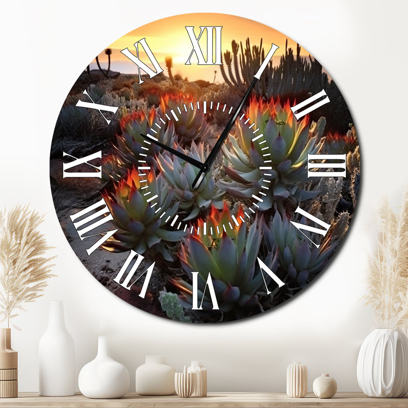 Horloge murale Succulent Desert Cactus, Surdimensionné
