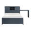 Lit plateforme double avec bibliothèque, tête de lit et tiroirs, bureau caché, tabouret, pied de lit, banc de rangement, meubles de chambre à coucher, 1 pièce