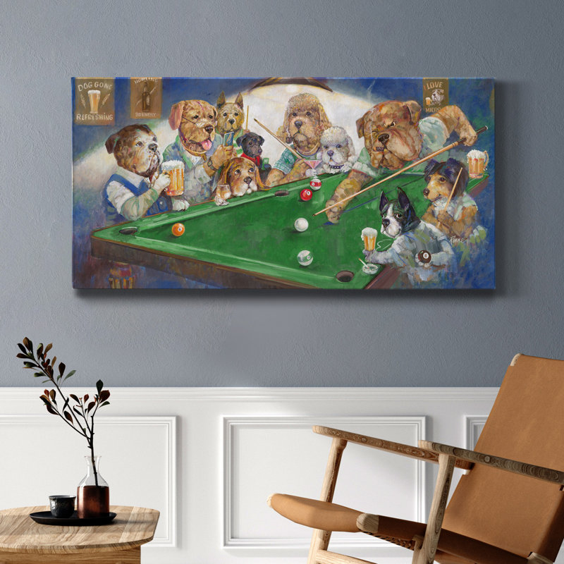 Pool Dogs - reproduction sur toile tendue, H 24 po x l 12 po x P 1 po