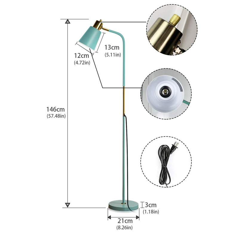 Lampe sur pied arquée 57,48 po Hadlock, Vert menthe