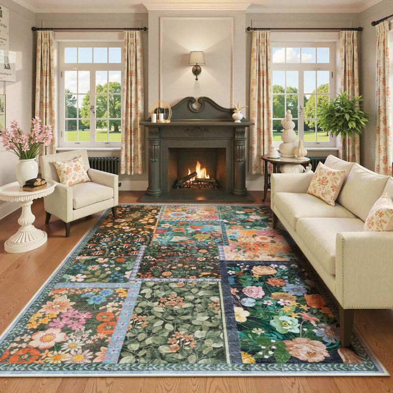 Kaldi Machine Washable Area Rugs for Dining Room Office,Large Carpet Rug for Nursery Room, Rectangle 8' x 10'