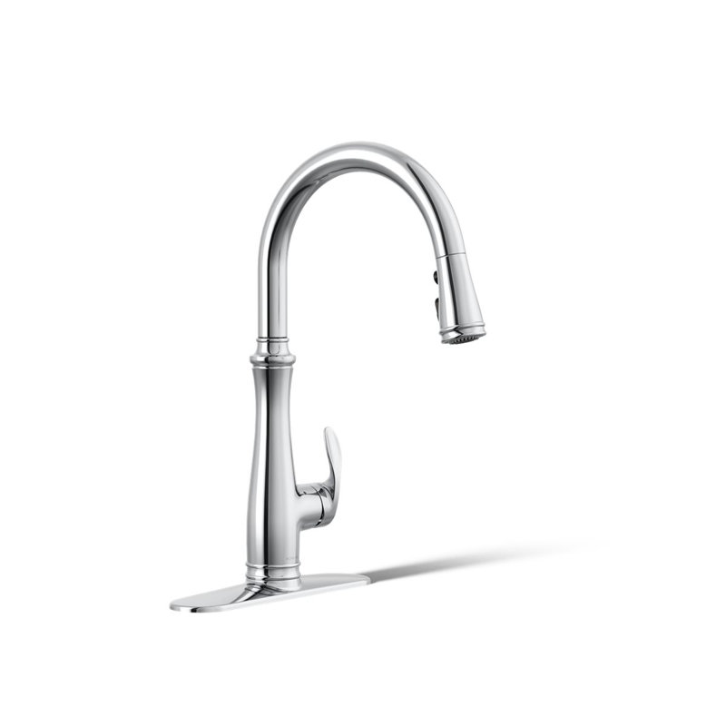 Kohler Bellera Touchless Pull Down Kitchen Faucet, Single-Handle Kitchen Sink Faucet with Three-Function Pull Down Sprayer