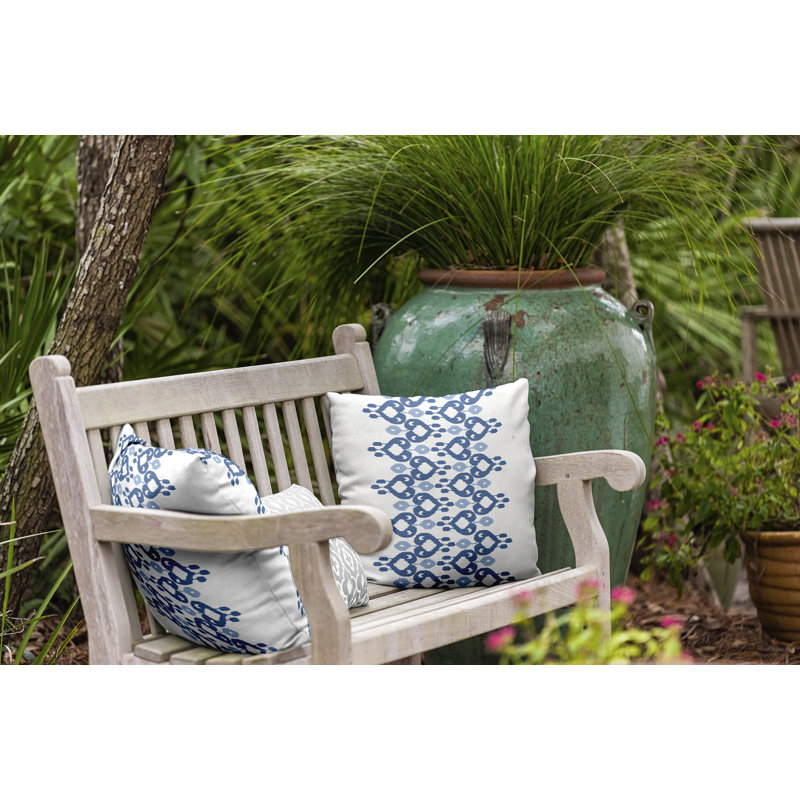 Housse de coussin d'extérieur carré Boho Chic, 20 po x 20 po, Bleu