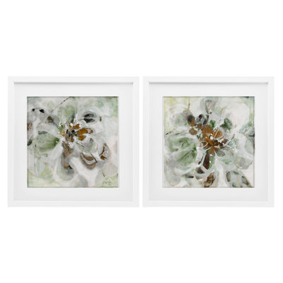 Reminiscent Floral Abstraction 2pc Framed Print Under Glass Set, design by Liz Jardine