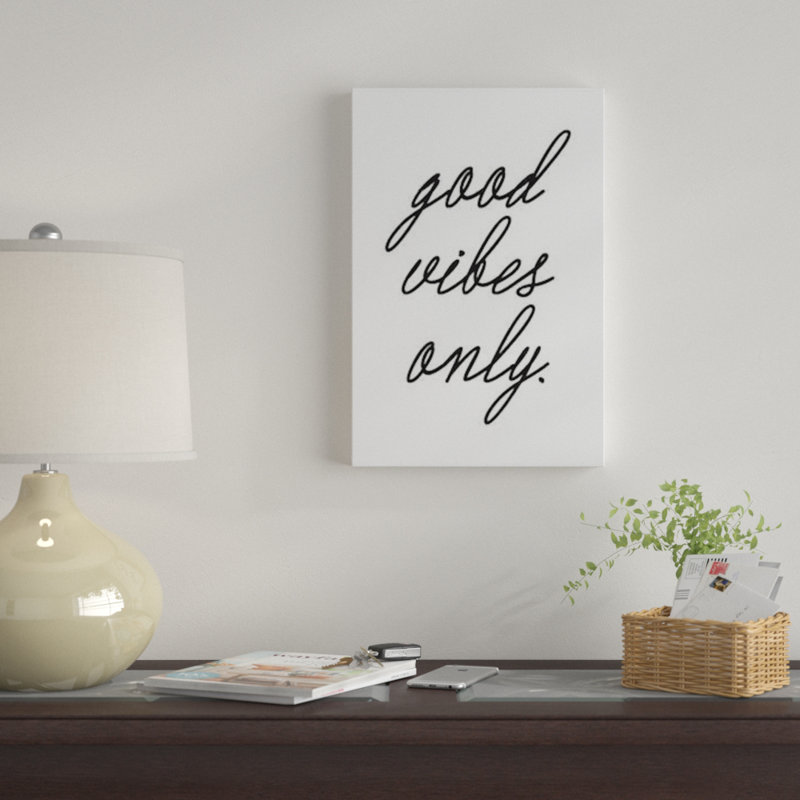 «Good Vibes Only», art textuel sur toile, H 12 po x l 8 po x P 0,75 po, Toile tendue, Pas de tapis