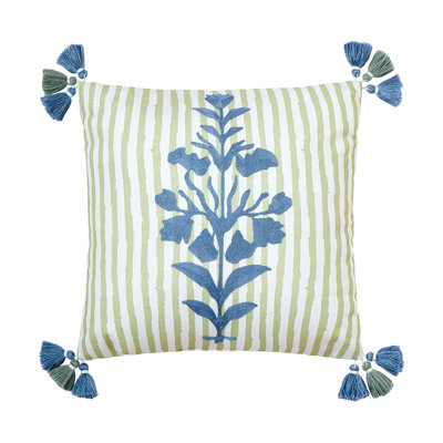 Hamilton Crewel Embroidered Stripe Throw Pillow