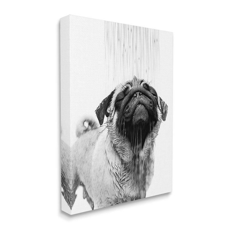 «Ebern Designs Pug Bathroom Splash», art mural par Annalisa Latella, H 20 po x l 16 po x P 1,5 po