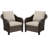 Polyethylene (PE) Wicker Wicker Outdoor Handrails Shaped Steel 2-Armrest Chairs Set with Beige Cushion-1083344069