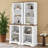 2-Piece Tall Freestanding Cabinet Set With Walnut Top, Open Storage, Display Bookcase With Anti-Tip Device-1292828266