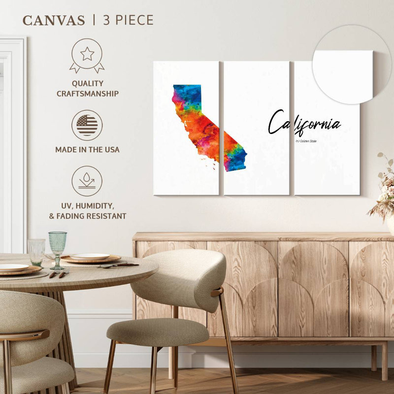 Aliaz Golden State California Map, 36" H x 57" W