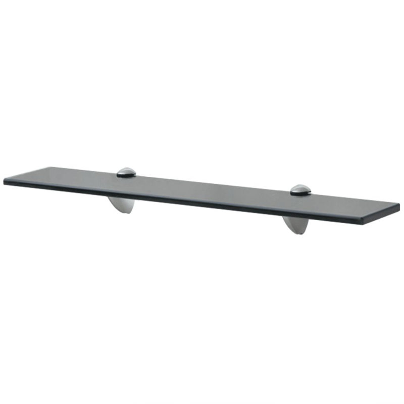 Glass Floating Shelf, 0.8cm H x 40cm W x 10cm D, Black