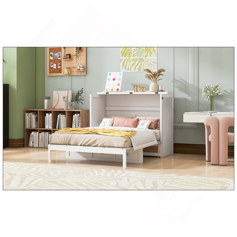 Lit escamotable double avec grands tiroirs, White