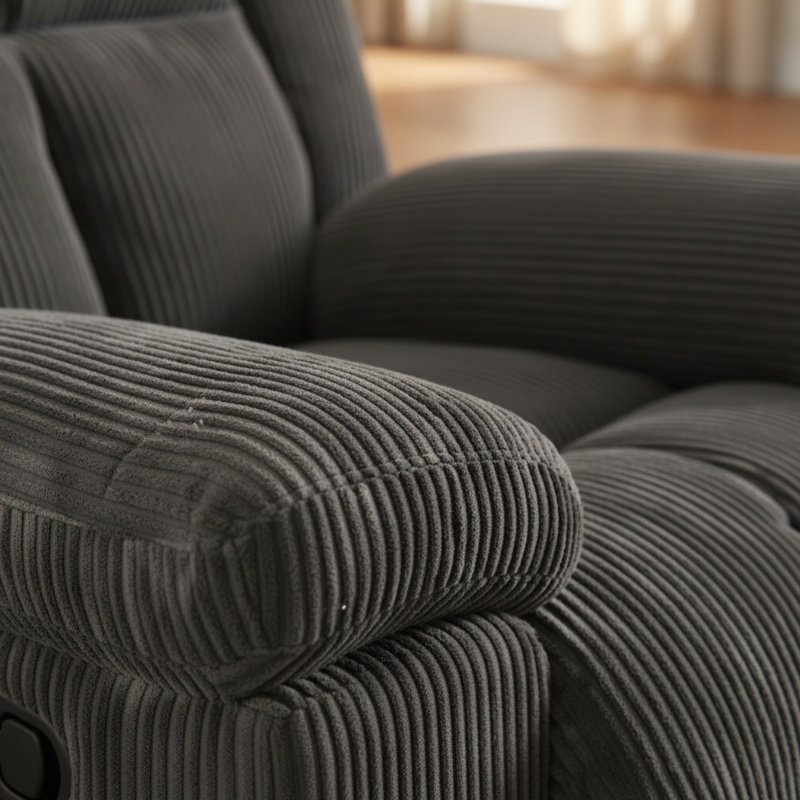 Oversized Corduroy Manual Recliner Chair, Overstuffed Single Sofa For Living Room, Bedroom, Home Theater, Dark Gray