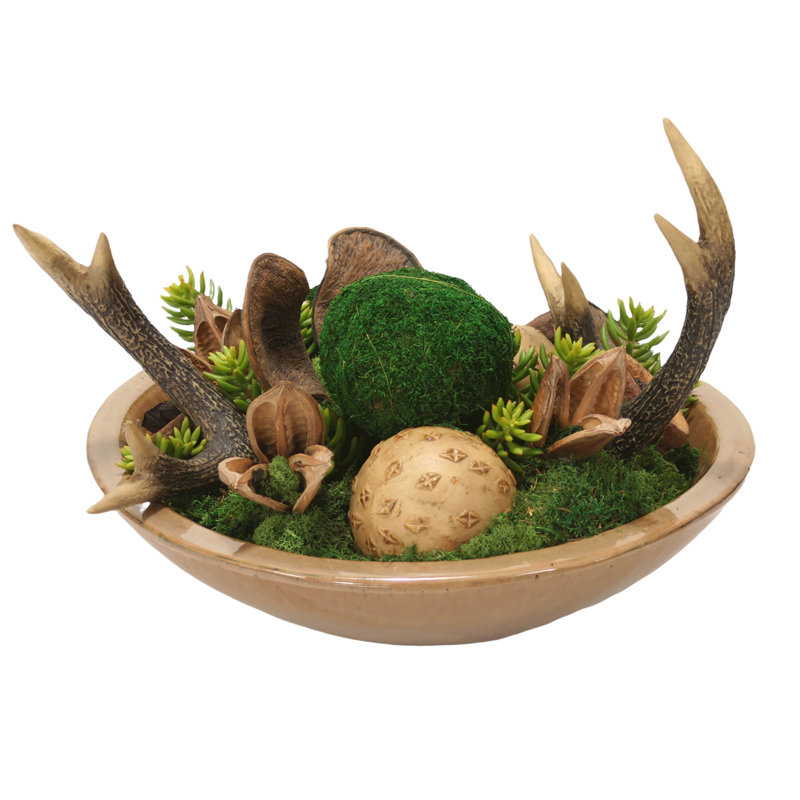16'' Faux Succulent in Porcelain Planter