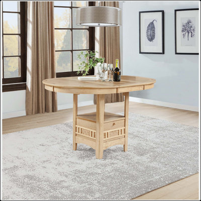 Counter Height Oval Extension Dining Table with Storage Pedestal