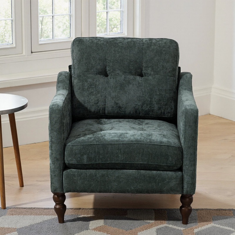 Accent Comfy Chair w/USB charging port,Mid+,Soft+,High-support Rebound Sponge,Ergonomic Wide Backrest,Retro Wooden Legs, Comfy Upholstered Arm Chair w/Side Storage for Living Room Bedroom.