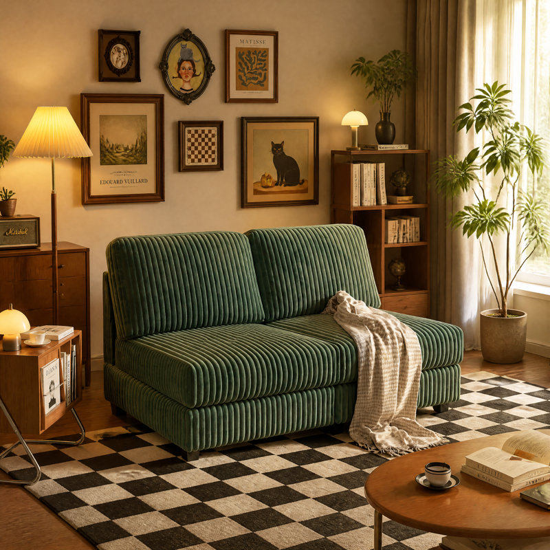 " Corduroy Sofa, Loveseat, Green