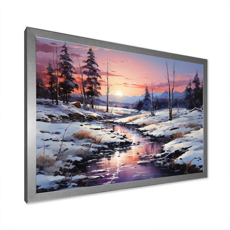 «Pine Tree Winters Magic II», reproduction sur toile, Cadre photo gris, H 16 po x l 32 po x P 1 po