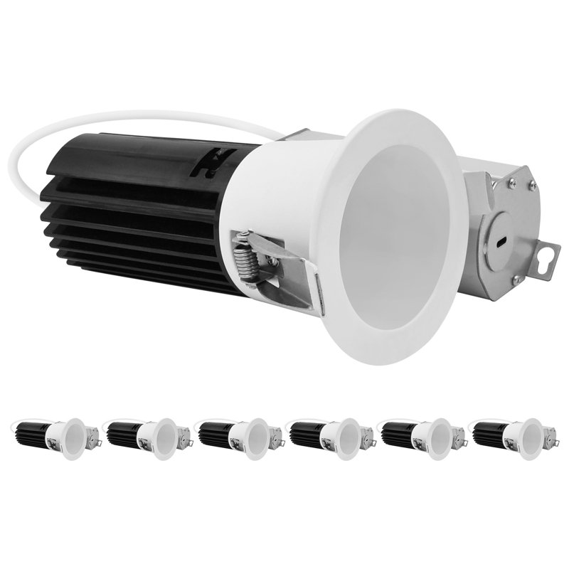 Projecteur à DEL 2 pouces Luxrit, 5CCT 2700K-5000K, 1000LM, 15W, faisceau 38 °, CRI90, à intensité variable, 120V, calibré IC, classé humide, Paquet de 6 ETL Luxrite