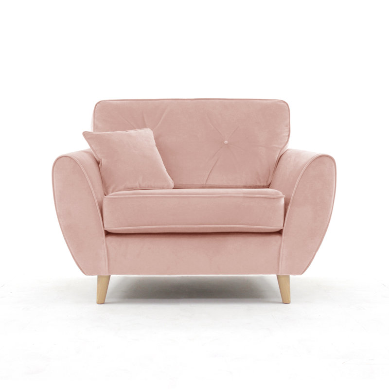 Rafe Scandi Style Velvet Loveseat, Blush Velvet