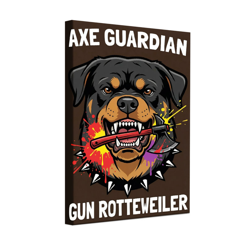 Animaux Rottweiler avec hache, H 16 po x l 24 po, Toile tendue, Ne s’applique pas