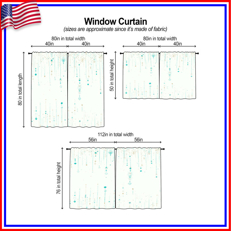 Motif de rideaux de fenêtre géométriques transparents et obscurcissants - 2 panneaux, 40 po x 50 po - 2 panneaux