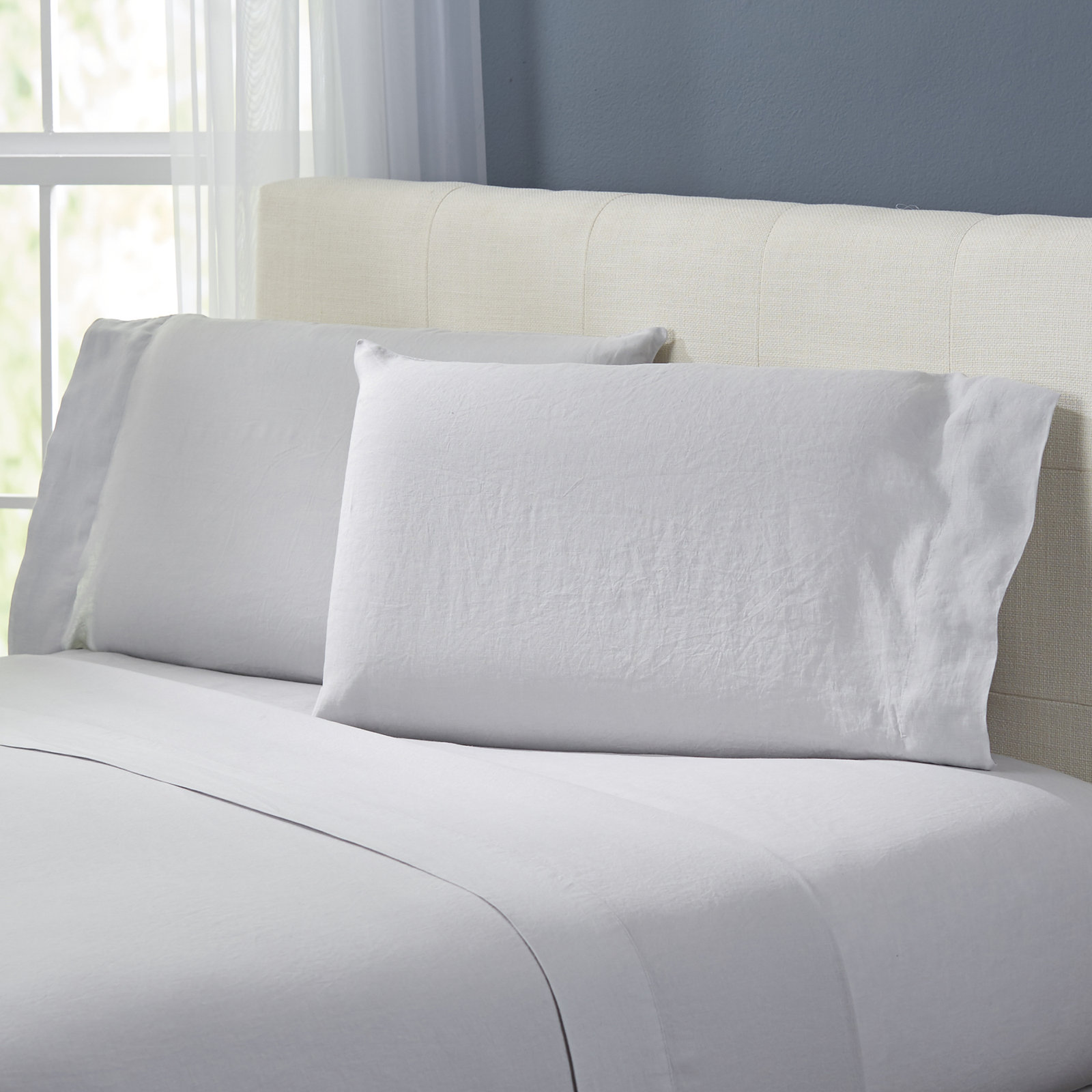 Frazier Linen Sheet Set, Full Sheet Set with 2 Pillowcases, Silver Gray