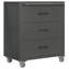 Armoire de rangement robuste en métal à 3 tiroirs avec roulettes pour le garage, le bureau et la maison, noir