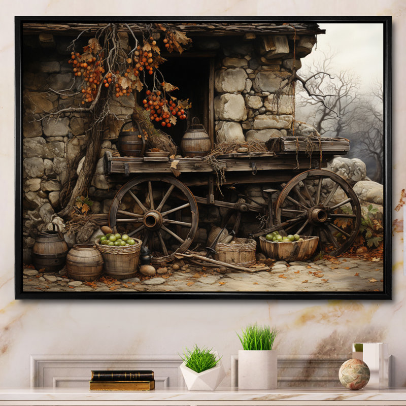 «Old Cart Cart Chronicles», reproduction sur toile, Cadre flottant noir, H 30 po x l 40 po x P 1,5 po