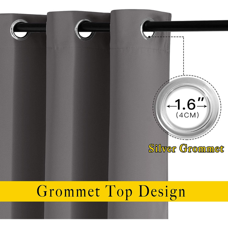 Blackout Curtain Pair, Gray, 52" W x 63" L